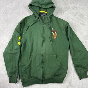 US Polo Assn Green Full Zip Hoodie Double Pony Logo Men's Medium